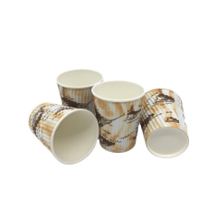 2019 New Disposable Paper Cups Ripple Wall Paper Coffee Cup With Plastic Lids