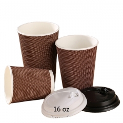 16OZ จำหน่ายถ้วยกาแฟกระดาษเป็นมิตรกับสิ่งแวดล้อมแบบใช้แล้วทิ้งราคาถูก