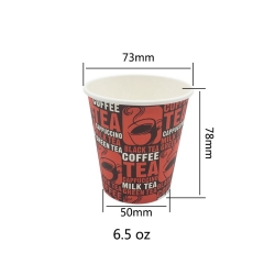 Copo de papel de café com design popular de 6.5OZ para bebidas quentes