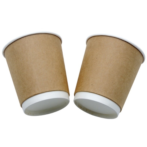 8oz Double Wall Custom Logo Printed Kraft Disposable Paper Coffee Cup