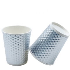 2020 New design Embossed double Paper Cup Ripple Wall Paper Coffee Cup