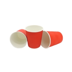 Tazza di carta da parete ondulata all'ingrosso 8oz China Red