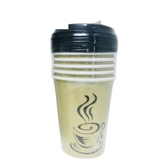 Οικολογικό 12OZ προσαρμοσμένο λογότυπο χάρτινο φλιτζάνι καφέ μιας χρήσης με καπάκι