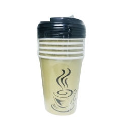 Eco-Friendly 12OZ Custom Logo Disposable Coffee Paper Cup With Lid