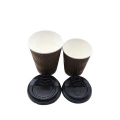 Disposable Ripple Wall Paper Coffee Cup With Lid Cover