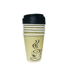 Taza de papel disponible del café del logotipo de encargo respetuoso del medio ambiente 12OZ con la tapa