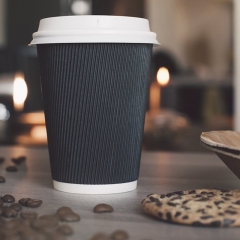 Ripple Wall Style and Paper Material Disposable Hot Drink Cups with Lids