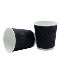 12oz Disposable Ripple Wall Paper Cup With Lids