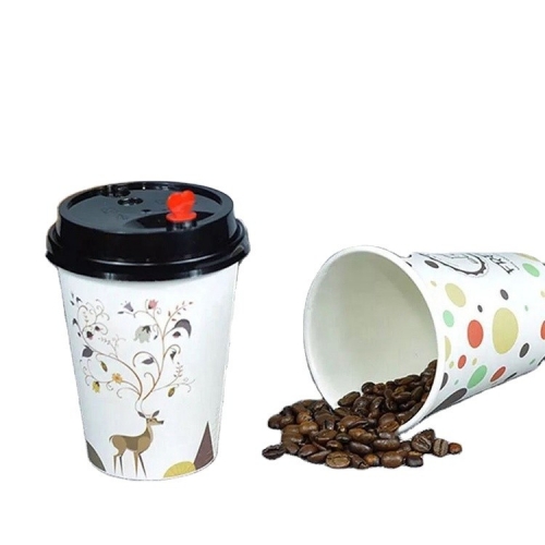 ढक्कन के साथ ईसीओ अनुकूल कस्टम डिजाइन 10oz कॉफी पेपर कप
