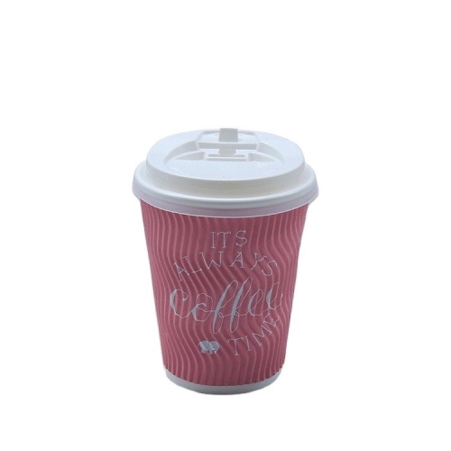 81216OZ Бумажные кофейные чашки с пульсацией на стене для горячих напитков