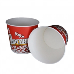 Bicchiere di carta per popcorn da 46 OZ per uso alimentare con coperchio a cupola