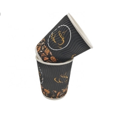 컵 잔물결 컵 생물 분해성 인쇄된 로고 처분할 수 있는 종이 커피 컵
