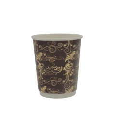 Одноразовый бумажный стаканчик для кофе с двойными стенками на вынос с логотипом на крышке