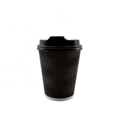 High Quality Paper Cup with Lid 12oz Ripple Wall Paper Cup for Hot Drinks