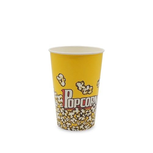 Seau à pop corn en plastique jetable seau à pop corn en papier d'impression personnalisé réutilisable