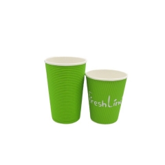 Tasse de papier peint jetable vert Ripple de haute qualité