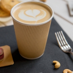 Taza de papel de ondulación de café caliente de color personalizado