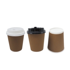 High Quality Custom Printed Disposable Ripple Wall Paper Cups With Lid
