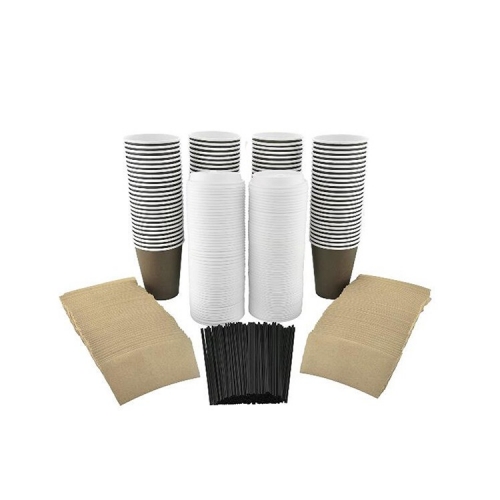 Eco-friendly Custom Design Single Wall Paper Cup with Sleeve and lids