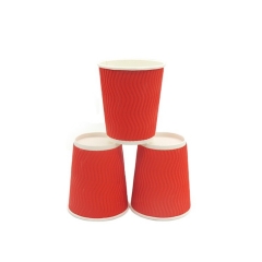 En gros Ripple Wall Paper Cup 8oz Chine Rouge