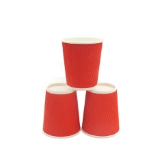 Tazza di carta da parete ondulata all'ingrosso 8oz China Red