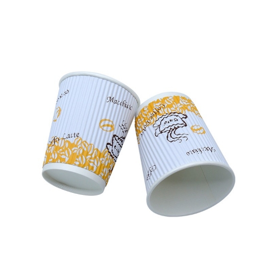 PersonalizadoEl mejor diseño de tazas de papel de café expreso desechables de doble pared con ondulación