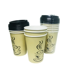 Eco-Friendly 12OZ Custom Logo Disposable Coffee Paper Cup With Lid
