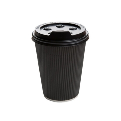 Eco-friendly disposable custom printed logo ripple wall paper cup with lids
