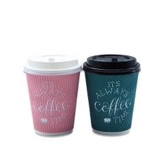 Custom Logo Ripple Wall Paper Cup with Lid