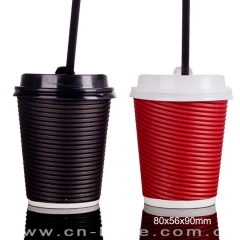 8oz disposable custom ripple double wall black paper coffee cup design