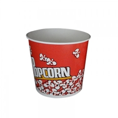 Contenitore di popcorn rivestito di pe con contenitore di carta per pop corn stampato monouso rosso