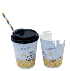 Hot Drink Custom Printed Disposable Ripple Paper Coffee Cup