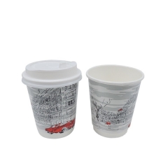 カスタムデザインのコーヒーカップホットドリンク用の使い捨てダブルウォールペーパーカップ