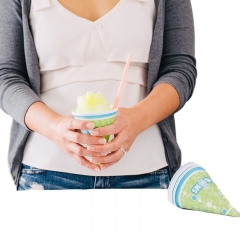 Copo de papel de cone de neve descartável impresso personalizado de 6 onças para bebida gelada