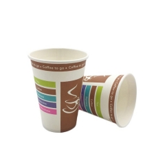 Tasse à café en papier à paroi simple imprimée avec logo 10oz 300 ml