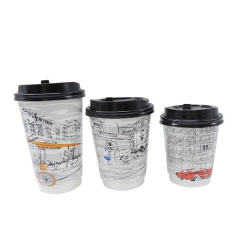 Fournisseur de la Chine Nouvelles conceptions de tasses à café en papier à double isolation avec couvercles