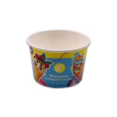 Tasse jetable de crème glacée de papier de revêtement de PE de yogourt glacé d'impression faite sur commande