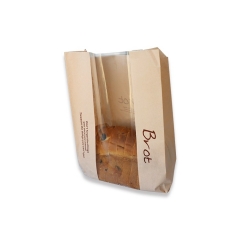 Sac à pain d'emballage en papier comestible à soufflet latéral anti-odeur avec fenêtre