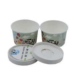 Customized Logo Smoothie Cup Disposable Paper Ice Cream Container with Lid