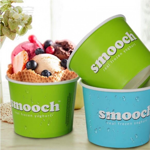 500ml Paper Material disposable Ice Cream Cup With Lid And Spoon
