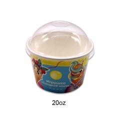 Tasse jetable de crème glacée de papier de revêtement de PE de yogourt glacé d'impression faite sur commande