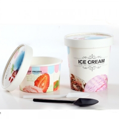 Récipient de crème glacée 16OZ/tasse de papier de crème glacée imprimée adaptée aux besoins du client avec le couvercle de papier