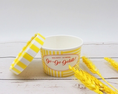 Tasse de papier de crème glacée de flocon de neige de conception adaptée aux besoins du client jaune avec des couvercles