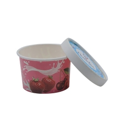 Tasses de crème glacée en papier jetables colorées par été de Smoothie Cup avec des couvercles de dôme