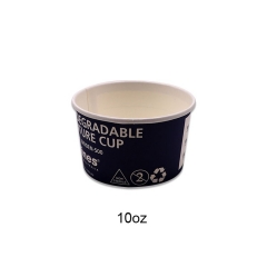 Κύπελλο συσκευασίας γιαουρτιού 10OZ Βιοδιασπώμενο χάρτινο φλιτζάνι παγωτού μιας χρήσης με καπάκι