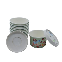Custom printed disposable ice cream paper cup with lid