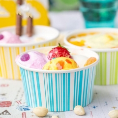 Contenitore per gelato da 16 once/bicchiere di carta per gelato stampato personalizzato con coperchio in carta