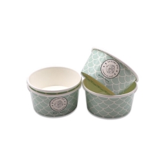 Bicchiere di carta per gelato biodegradabile monouso con logo personalizzato 4OZ all'ingrosso con coperchio