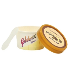 Gobelet en papier à crème glacée 3 5 oz avec couvercle et cuillère