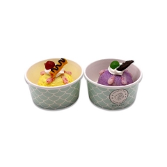 Bicchiere di carta per gelato biodegradabile monouso con logo personalizzato 4OZ all'ingrosso con coperchio